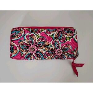 Vera Bradley Women's Pink Floral Pencil Case/ Pencil Pouch Zip Closure‎